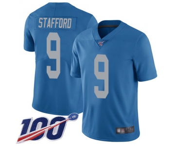 Nike Lions #9 Matthew Stafford Blue Throwback Men's Stitched NFL 100th Season Vapor Limited Jersey