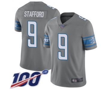 Nike Lions #9 Matthew Stafford Gray Men's Stitched NFL Limited Rush 100th Season Jersey