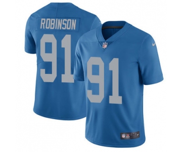 Nike Lions #91 A'Shawn Robinson Blue Throwback Men's Stitched NFL Limited Jersey