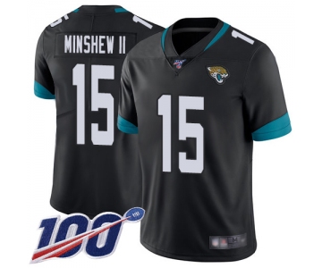 Jaguars #15 Gardner Minshew II Black Team Color Men's Stitched Football 100th Season Vapor Limited Jersey