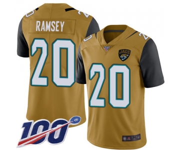 Jaguars #20 Jalen Ramsey Gold Men's Stitched Football Limited Rush 100th Season Jersey