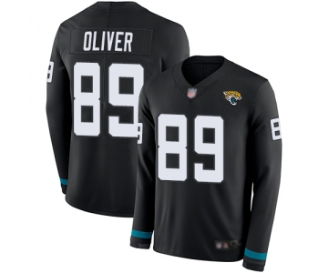 Jaguars #89 Josh Oliver Black Team Color Men's Stitched Football Limited Therma Long Sleeve Jersey