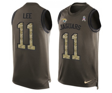 Men's Jacksonville Jaguars #11 Marqise Lee Green Salute to Service Hot Pressing Player Name & Number Nike NFL Tank Top Jersey