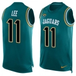 Men's Jacksonville Jaguars #11 Marqise Lee Teal Green Hot Pressing Player Name & Number Nike NFL Tank Top Jersey