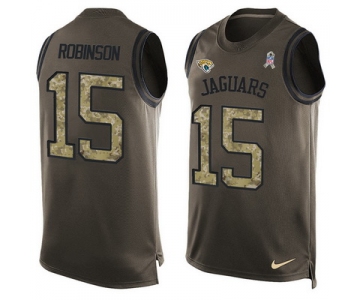 Men's Jacksonville Jaguars #15 Allen Robinson Green Salute to Service Hot Pressing Player Name & Number Nike NFL Tank Top Jersey