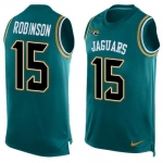 Men's Jacksonville Jaguars #15 Allen Robinson Teal Green Hot Pressing Player Name & Number Nike NFL Tank Top Jersey