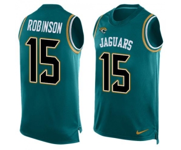 Men's Jacksonville Jaguars #15 Allen Robinson Teal Green Hot Pressing Player Name & Number Nike NFL Tank Top Jersey