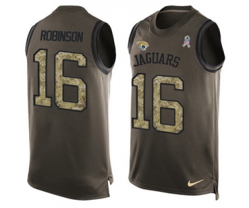 Men's Jacksonville Jaguars #16 Denard Robinson Green Salute to Service Hot Pressing Player Name & Number Nike NFL Tank Top Jersey