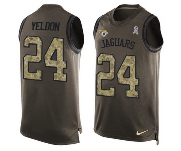 Men's Jacksonville Jaguars #24 T.J.Yeldon Green Salute to Service Hot Pressing Player Name & Number Nike NFL Tank Top Jersey