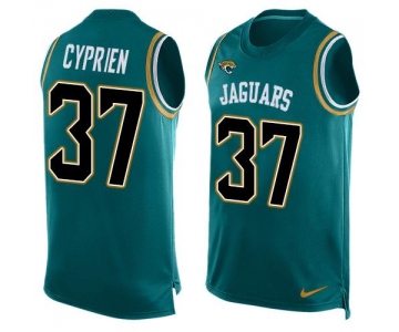 Men's Jacksonville Jaguars #37 John Cyprien Teal Green Hot Pressing Player Name & Number Nike NFL Tank Top Jersey