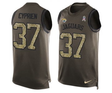 Men's Jacksonville Jaguars #37 Johnathan Cyprien Green Salute to Service Hot Pressing Player Name & Number Nike NFL Tank Top Jersey