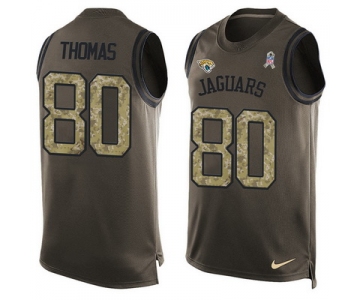 Men's Jacksonville Jaguars #80 Julius Thomas Matt Ryan Green Salute to Service Hot Pressing Player Name & Number Nike NFL Tank Top Jersey