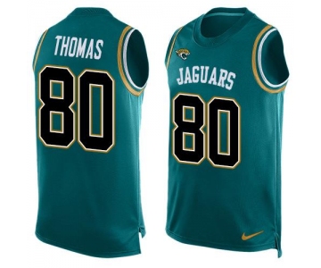 Men's Jacksonville Jaguars #80 Julius Thomas Teal Green Hot Pressing Player Name & Number Nike NFL Tank Top Jersey