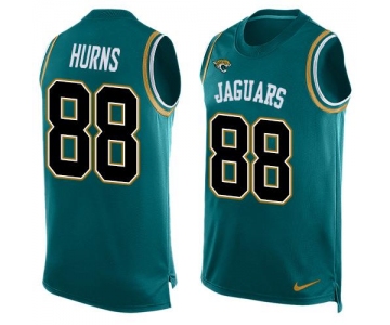 Men's Jacksonville Jaguars #88 Allen Hurns Teal Green Hot Pressing Player Name & Number Nike NFL Tank Top Jersey