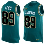 Men's Jacksonville Jaguars #89 Marcedes Lewis Teal Green Hot Pressing Player Name & Number Nike NFL Tank Top Jersey