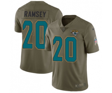 Nike Jacksonville Jaguars #20 Jalen Ramsey Olive Men's Stitched NFL Limited 2017 Salute to Service Jersey