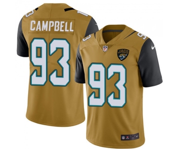 Nike Jacksonville  Jaguars #93 Calais Campbell Gold Men's Stitched NFL Limited Rush Jersey