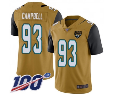 Nike Jaguars #93 Calais Campbell Gold Men's Stitched NFL Limited Rush 100th Season Jersey