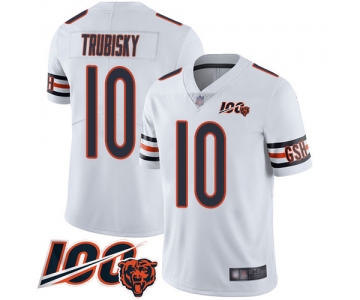 Bears #10 Mitchell Trubisky White Men's Stitched Football 100th Season Vapor Limited Jersey
