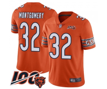 Bears #32 David Montgomery Orange Men's Stitched Football Limited Rush 100th Season Jersey