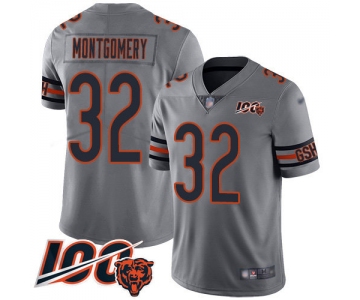 Bears #32 David Montgomery Silver Men's Stitched Football Limited Inverted Legend 100th Season Jersey