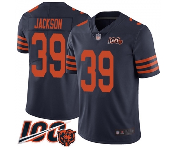 Bears #39 Eddie Jackson Navy Blue Alternate Men's Stitched Football 100th Season Vapor Limited Jersey