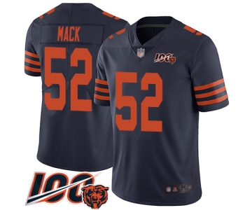Bears #52 Khalil Mack Navy Blue Alternate Men's Stitched Football 100th Season Vapor Limited Jersey