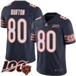 Bears #80 Trey Burton Navy Blue Team Color Men's Stitched Football 100th Season Vapor Limited Jersey