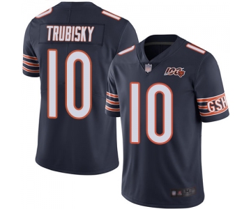 Chicago Bears #10 Mitchell Trubisky Navy Blue Team Color Men's Stitched Football 100th Season Vapor Limited Jersey