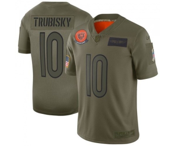 Men Chicago Bears 10 Trubisky Green Nike Olive Salute To Service Limited NFL Jerseys