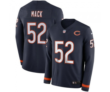 Men Nike chicago Bears 52 Khalil Mack blue Therma Long Sleeve Jersey