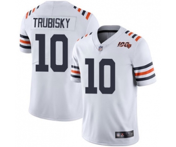 Men's Chicago Bears #10 Mitchell Trubisky Nike White 2019 100th Season Alternate Classic Limited Jersey