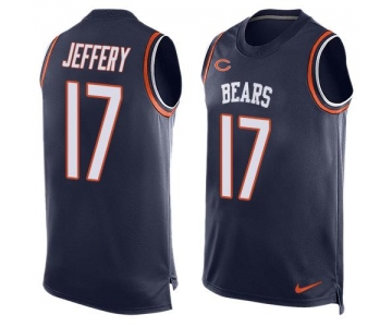 Men's Chicago Bears #17 Alshon Jeffery Navy Blue Hot Pressing Player Name & Number Nike NFL Tank Top Jersey