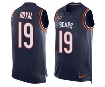 Men's Chicago Bears #19 Eddie Royal Navy Blue Hot Pressing Player Name & Number Nike NFL Tank Top Jersey