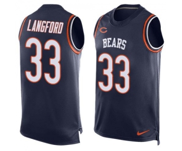 Men's Chicago Bears #33 Jeremy Langford Navy Blue Hot Pressing Player Name & Number Nike NFL Tank Top Jersey