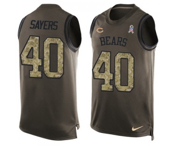 Men's Chicago Bears #40 Gale Sayers Green Salute to Service Hot Pressing Player Name & Number Nike NFL Tank Top Jersey