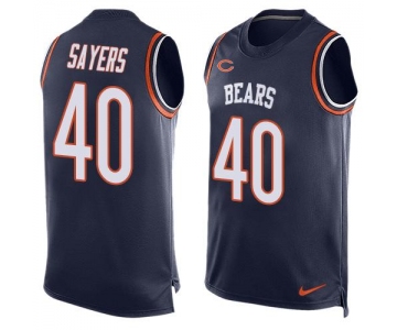 Men's Chicago Bears #40 Gale Sayers Navy Blue Hot Pressing Player Name & Number Nike NFL Tank Top Jersey
