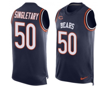 Men's Chicago Bears #50 Mike Singletary Navy Blue Hot Pressing Player Name & Number Nike NFL Tank Top Jersey