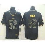 Men's Chicago Bears #52 Khalil Mack Black 100th Season Golden Edition Jersey