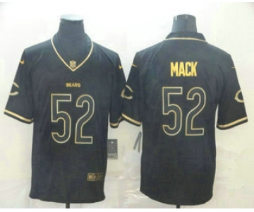 Men's Chicago Bears #52 Khalil Mack Black 100th Season Golden Edition Jersey