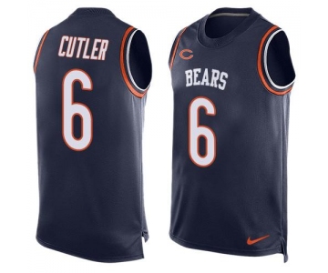 Men's Chicago Bears #6 Jay Cutler Navy Blue Hot Pressing Player Name & Number Nike NFL Tank Top Jersey
