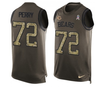 Men's Chicago Bears #72 William Perry Green Salute to Service Hot Pressing Player Name & Number Nike NFL Tank Top Jersey