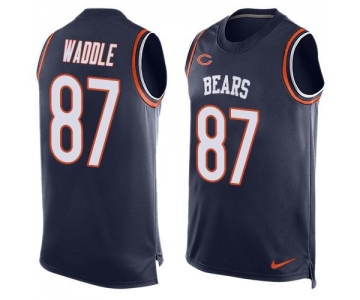 Men's Chicago Bears #87 Tom Waddle Navy Blue Hot Pressing Player Name & Number Nike NFL Tank Top Jersey