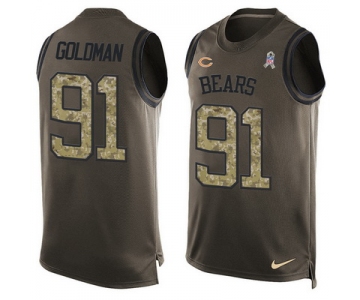 Men's Chicago Bears #91 Eddie Goldman Green Salute to Service Hot Pressing Player Name & Number Nike NFL Tank Top Jersey