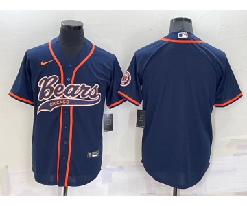 Men's Chicago Bears Blank Navy Blue Stitched MLB Cool Base Nike Baseball Jersey