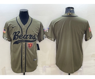 Men's Chicago Bears Blank Olive Salute to Service Cool Base Stitched Baseball Jersey