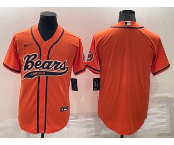 Men's Chicago Bears Blank Orange Stitched MLB Cool Base Nike Baseball Jersey