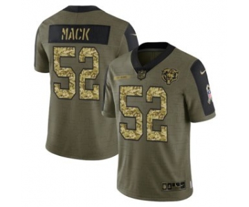 Men's Olive Chicago Bears #52 Khalil Mack 2021 Camo Salute To Service Limited Stitched Jersey