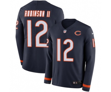 Nike Bears #12 Allen Robinson II Navy Blue Team Color Men's Stitched NFL Limited Therma Long Sleeve Jersey