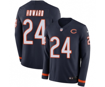 Nike Bears #24 Jordan Howard Navy Blue Team Color Men's Stitched NFL Limited Therma Long Sleeve Jersey